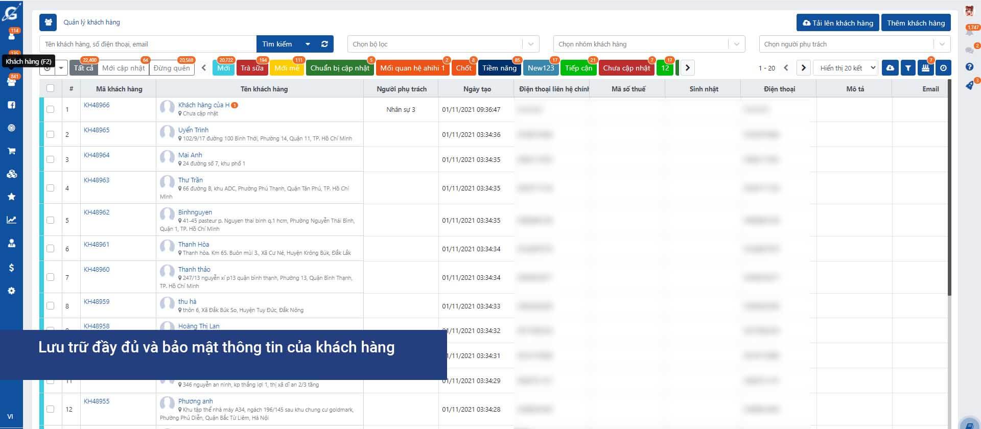 Lưu trữ đầy đủ thông tin khách hàng với Getfly CRm