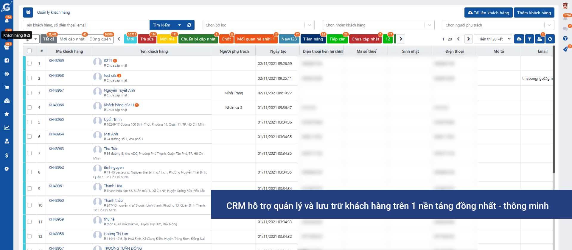 CRM hỗ trợ quản lý khách hàng trên 1 nền tảng duy nhất