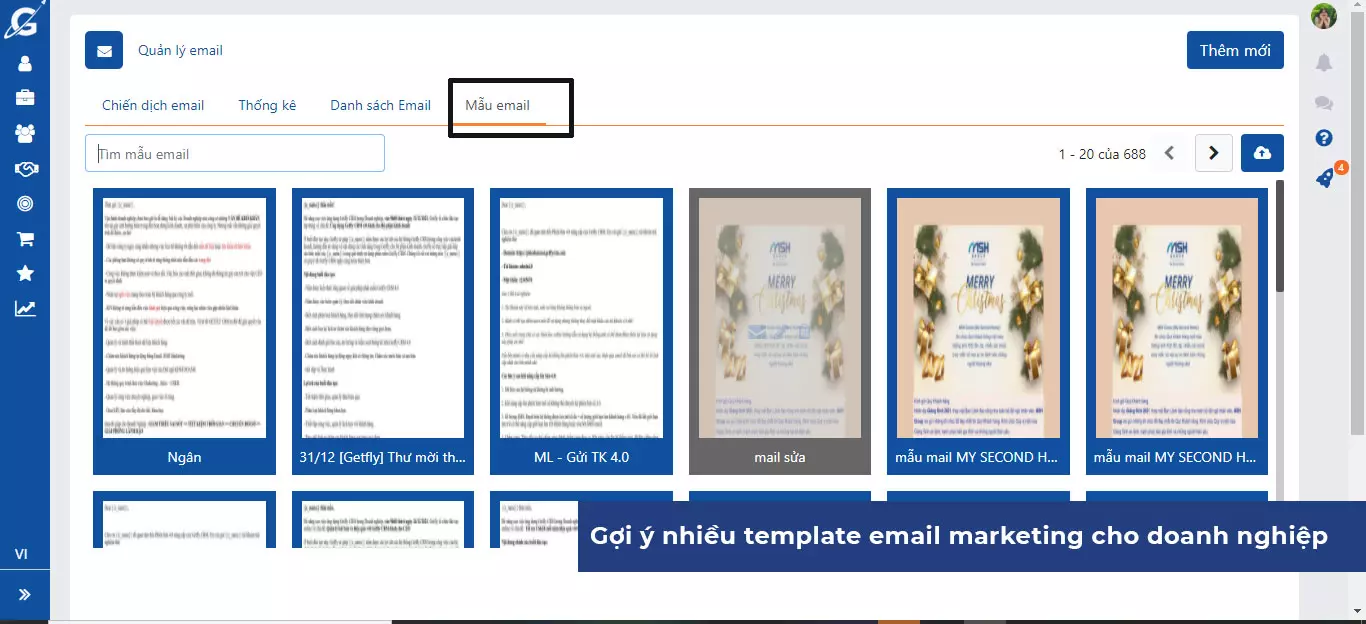 Sử dụng template email marketing của Getfly CRM