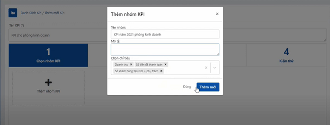 Chọn nhóm chỉ tiêu KPI